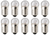 Box of 10 #4045 Bulbs, 12V, 3W, 0.25A, 12 Volts, 3 Watt, E10 screw base, G3.5