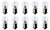 Box of 10 Bulbs #2233 Vertical Filament, 28V, 22.4W, 0.8A, BA15s, S-8