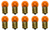 Box of 10 #67A Amber Lamp Auto Bulb Lightbulb BA15s Base, 13.5V, 7.965W