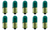 Box of 10 #44G (Green) Lamp Auto Bulb Automotive Lightbulb, 6.3V, 1.58W, BA9s
