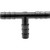 Hose Tee Connector 3/16", Triple-Barbed Ends, Nylon, Black (Qty: 10)