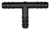 Hose Tee Connector 1/4", Triple-Barbed Ends, Nylon, Black (Qty: 10)