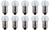 Box of 10 #6253 Lamp Auto Bulb Automotive Lightbulb, 12V, 6W, BA9s