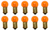 Box of 10 #1895A Lamp 1895 Amber Auto Bulb Lightbulb 14V 3.78W 0.27A BA9s
