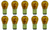 Box of 10 #1157A 1157 Amber Lamp Auto Bulb Automotive Dual Filament BAY15d