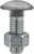 Bumper Bolt & Hex Nut, 7/16"-14 x 1", Stainless Steel Cap, Zinc Finish (Qty: 25)