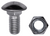 Bumper Bolt & Hex Nut, 7/16"-14 x 1", Stainless Steel Cap, Zinc Finish (Qty: 25)