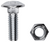 5/16" x 1" Carriage Bolt, Nut, Zinc, USS Coarse Thread, Grade 2 (Qty: 50)