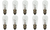 Box of 10 Bulbs 3S6/5 Bulb 3 Watt 120 Volt Candelabra E12 Screw Base 120V 3W 3S6