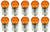Vosla 37317 Bulb, RY10W, 12 Volt, 10 Watt, BAU15s, Amber, Box of 10