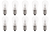 Box of 10 Bulbs 6 Watt 155 Volt Screw Base E12 Clear 6S6/155V