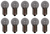 Box of 10 #455 Blinking Lamp Bulb Flashing LED Lightbulbs 6.5V, Warm White