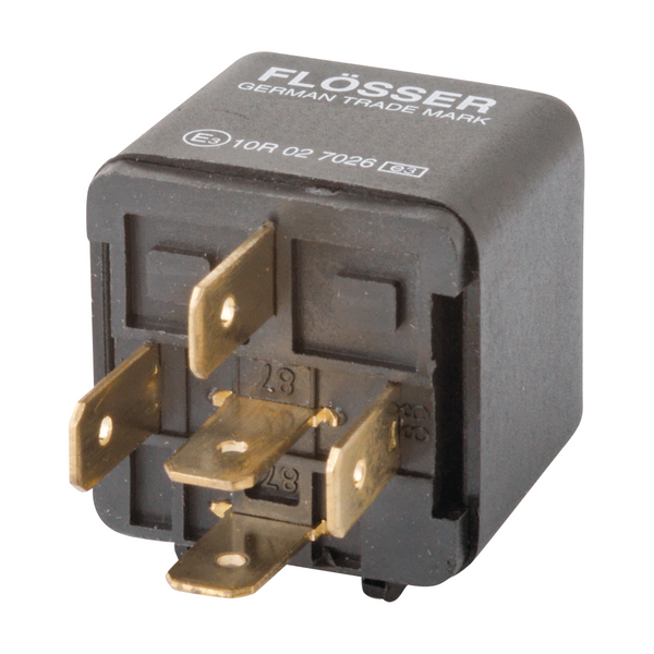 Flosser 2255 Automotive 5-Prong Relay, 12V 30A, Normally Open, bracket, diode