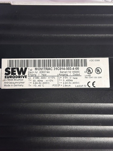 SEW Eurodrive 31C014-503-4-00 Inverter Drive Movitrac & FBG31C-Q8 Control Panel SEW Eurodrive 31C014-503-4-00 Inverter Drive Movitrac & FBG31C-Q8 Control Panel