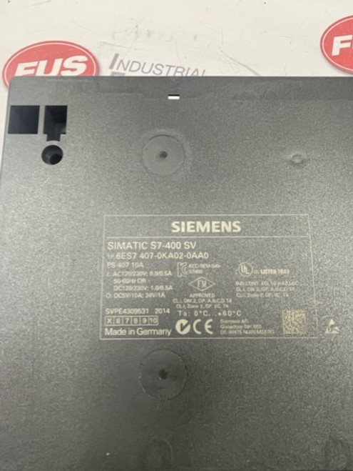 Siemens 6ES7407-0KA01-0AA0 Simatic S7 Power Supply - FUS Industrial