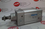 Festo DNC-63-25-PPV-A pneumatic cylinder, silver, with blue FESTO branding and product details label.