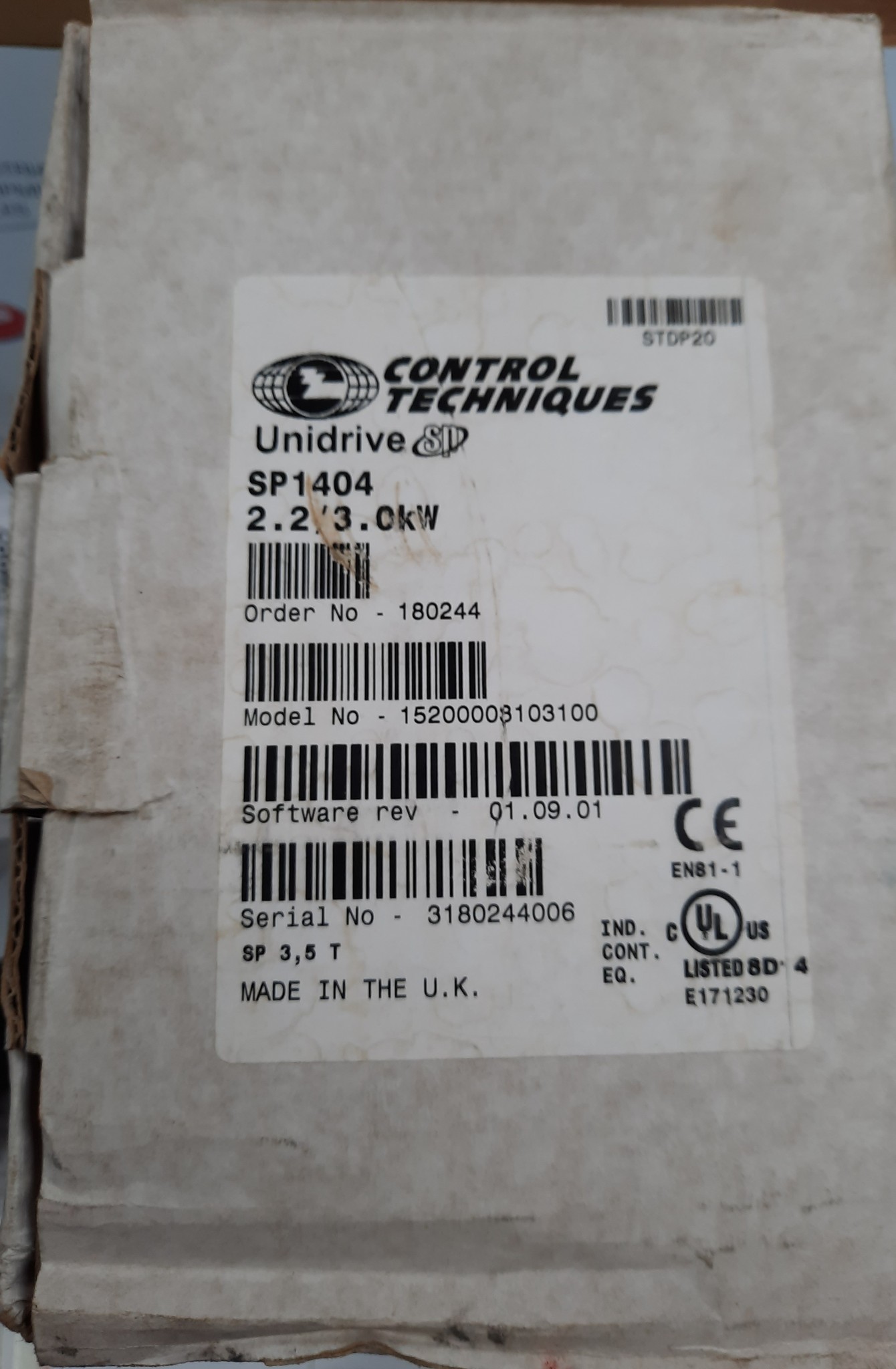 Control Techniques SP1404 2.2/30kW Unidrive - FUS Industrial