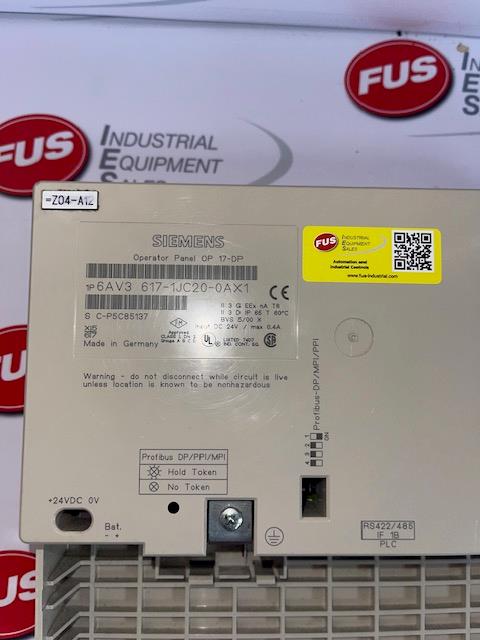 SIEMENS OP 17-DP / 6AV3 617-1JC20-0AX1 HMI - FUS Industrial