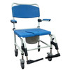 Bariatric Aluminum Rehab Shower Commode Chair with Two Rear-Locking Casters