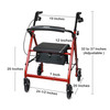 McKesson Folding Aluminum Four-Wheel Rollator, Red #146-R726RD