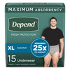 Depend® Fresh Protection™ Mens Maximum Absorbency Underwear, X-Large, 15 ct. #47930
