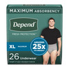 Depend® Fresh Protection™ Mens Maximum Absorbency Underwear, X-Large, 26 ct. #53746