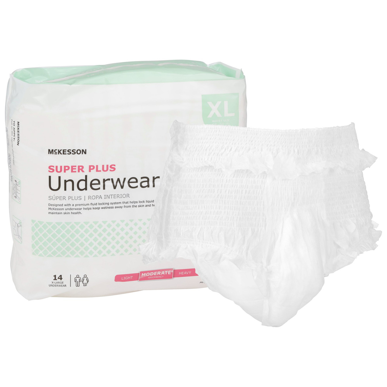 McKesson Super Plus Underwear, Adult Unisex, X-Large, Disposable, Latex-Free  #UWGXL