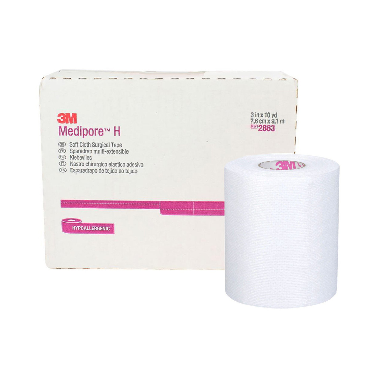  3M Medipore H Soft Cloth Surgical Tape 2in x 10 yd Roll #2862 :  Health & Household