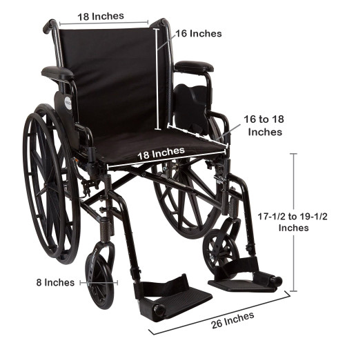 McKesson Lightweight Wheelchair, 18 Inch Seat Width #146-K318DDA-SF