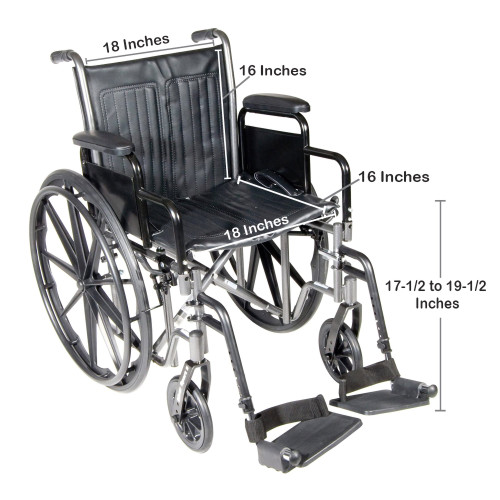 McKesson Wheelchair, 18 Inch Seat Width #146-SSP218DDA-SF