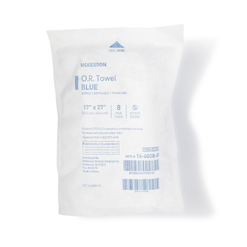 McKesson Sterile Blue O.R. Towel, 17 x 27 Inch #16-6008-B