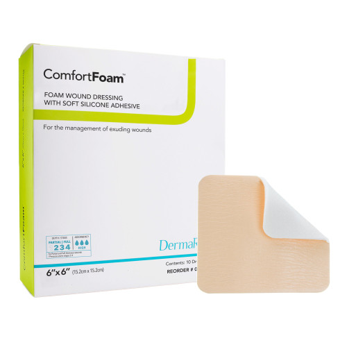 ComfortFoam™ Border Silicone Adhesive with Border Silicone Foam Dressing, 6 x 6 Inch #00318E