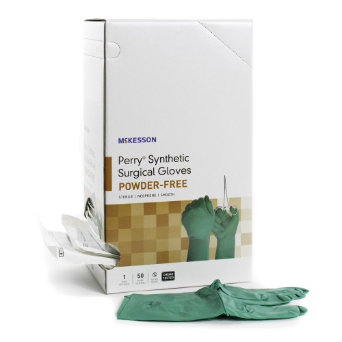 McKesson Perry® Performance Plus Polychloroprene Surgical Glove, Size 9, Dark Green #20-2590N