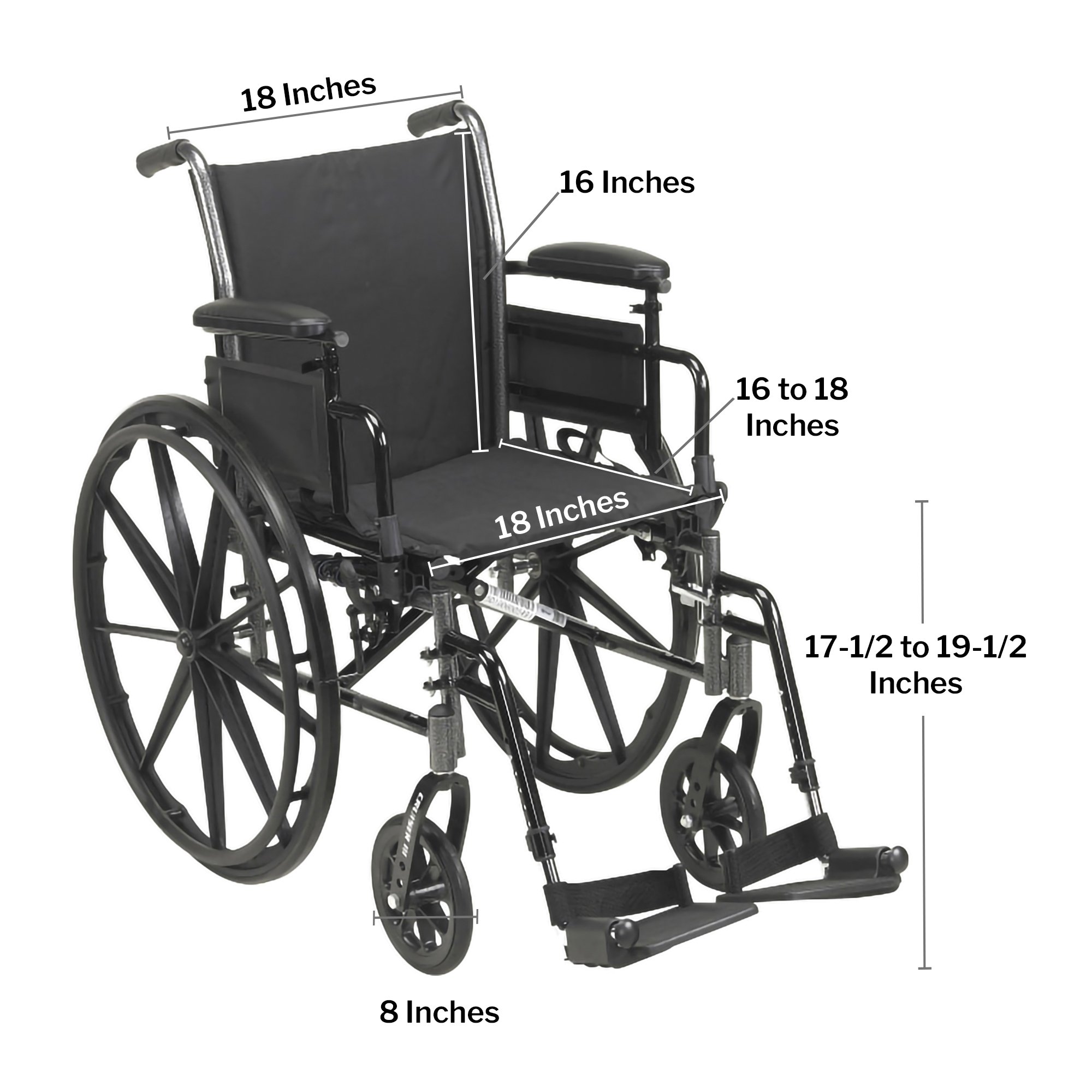 McKesson Manual Lightweight Wheelchair, 18 Inch Seat Width #146