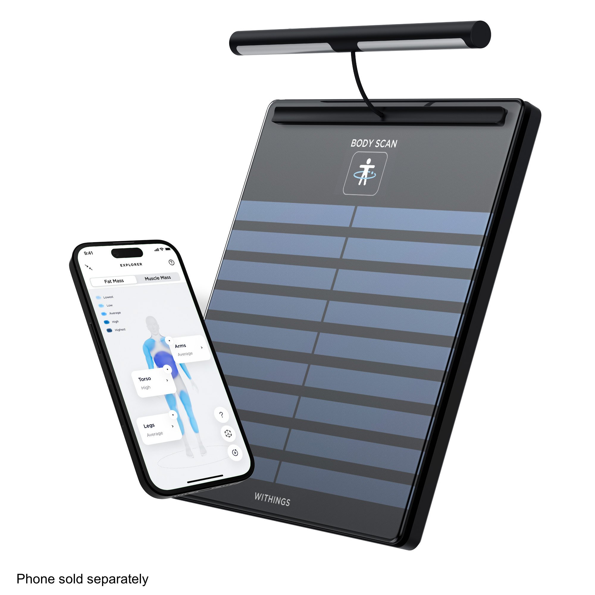 Withings Body Scan Wifi Smart Scale, Black #WBS08-BLACK-ALL-INTER