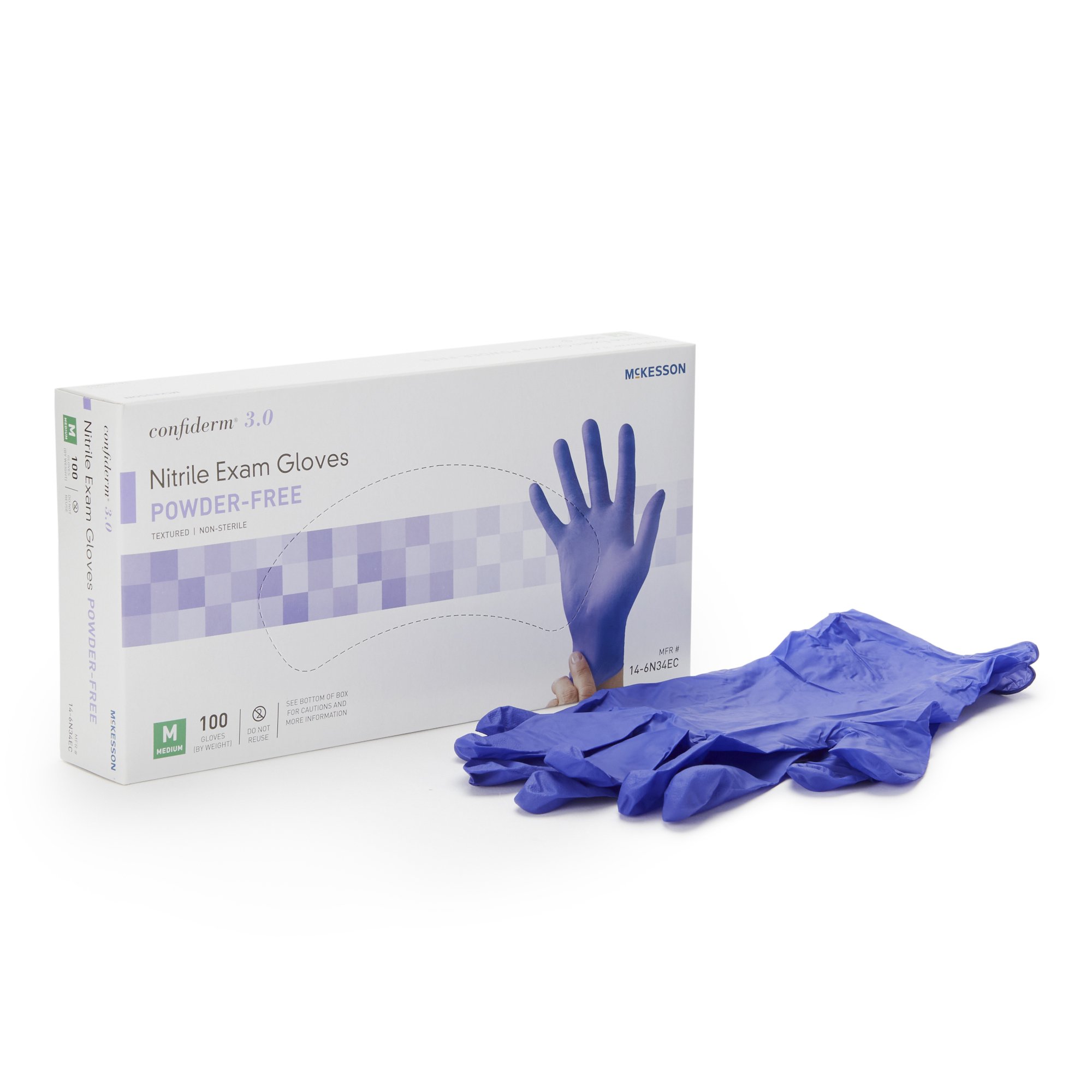 McKesson Confiderm® 3.0 Nitrile Exam Glove, Medium, Blue #14-6N34EC