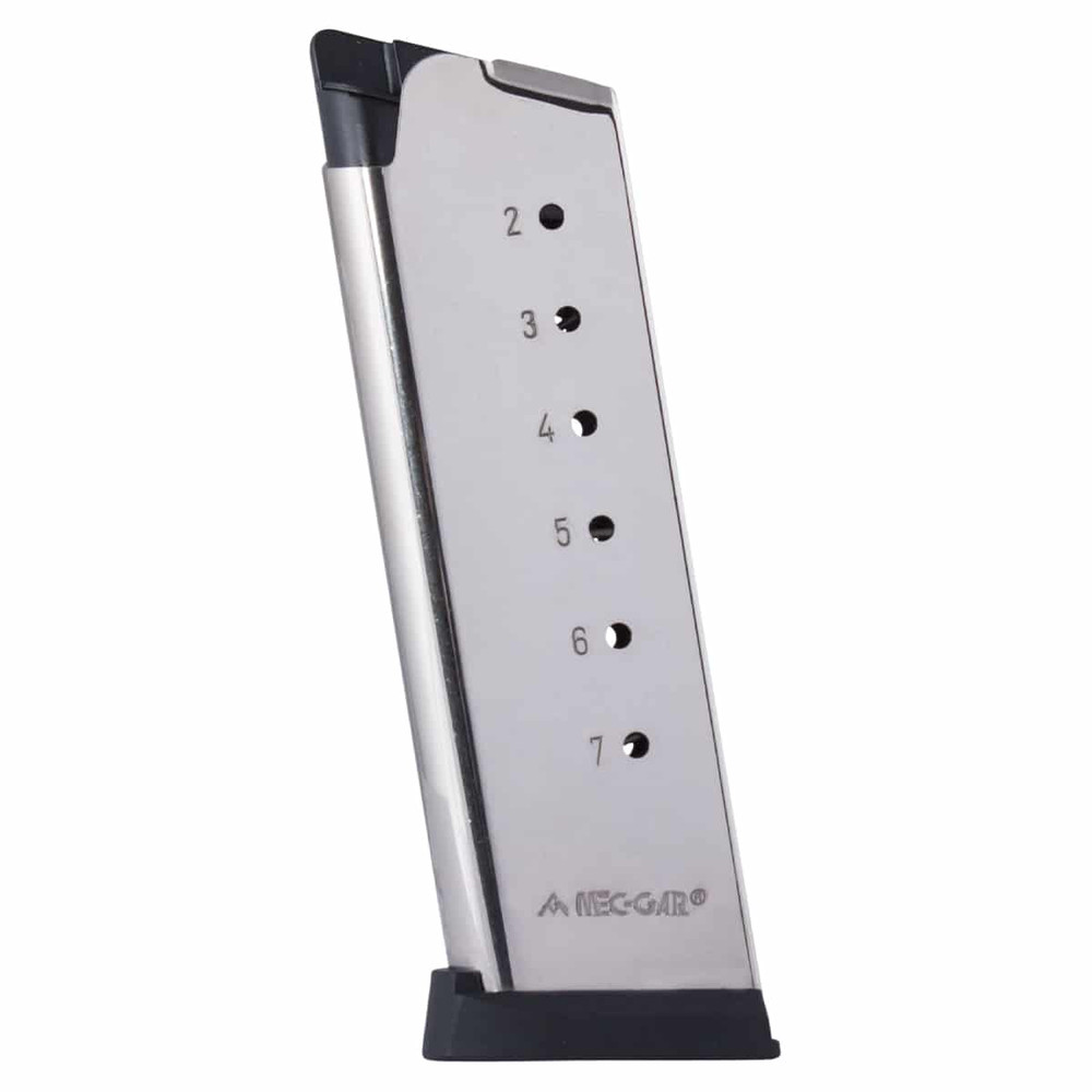 Mec-Gar 1911 Officer 7 round .45 ACP magazine (Nickel) - RifleMags