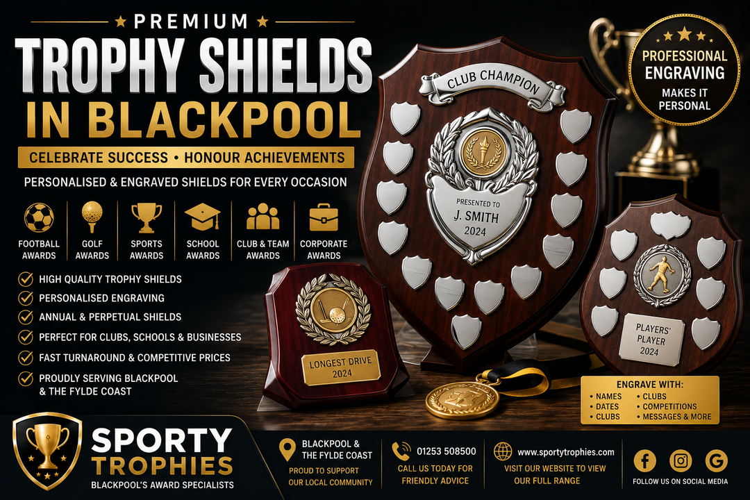 Trophy Shields in Blackpool | Personalised & Engraved Presentation Shields