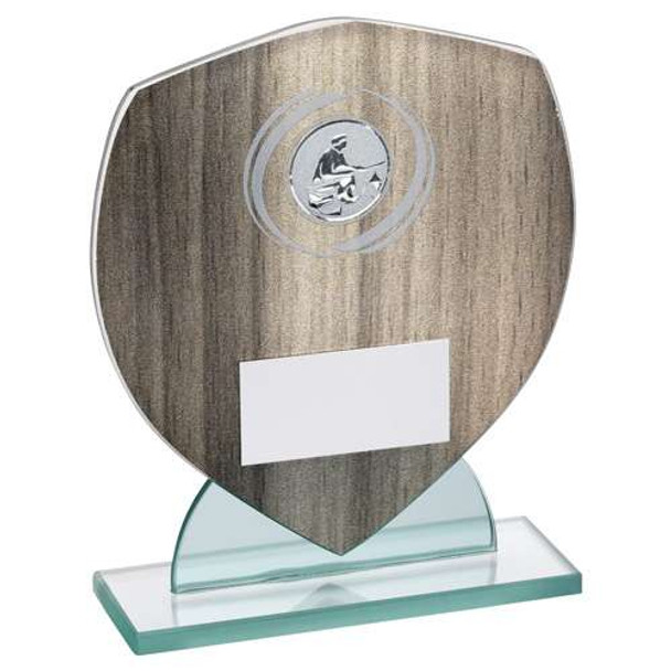 Wood Effect Glass Shield With Angling Insert And Plate - 5.25in