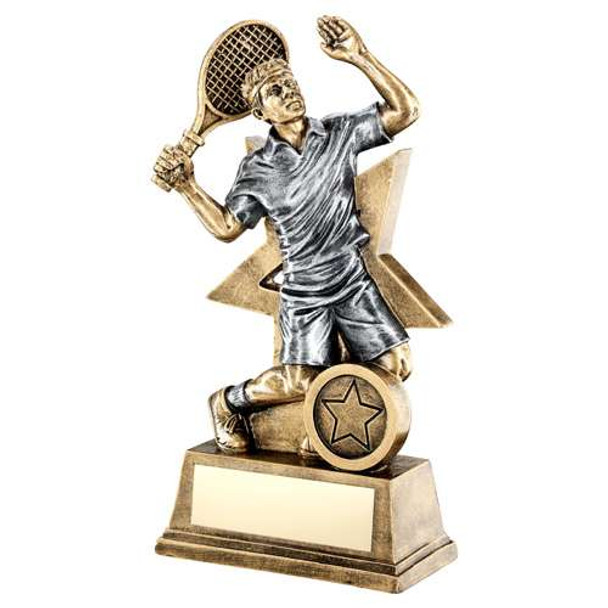 Brz|Gold|Pew Male Tennis Figure With Star