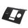 Pictured is the Resmed faceplate from a slightly side angle. The cover looks like a cut-out with a large rectangular cut out, a smaller rectangular cut out and a circular cut out. This is so it perfectly fits on the front and can help the machine function properly. 