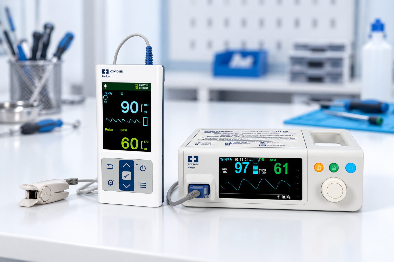 Pulse Oximeter Repair equipment and accessories illustration