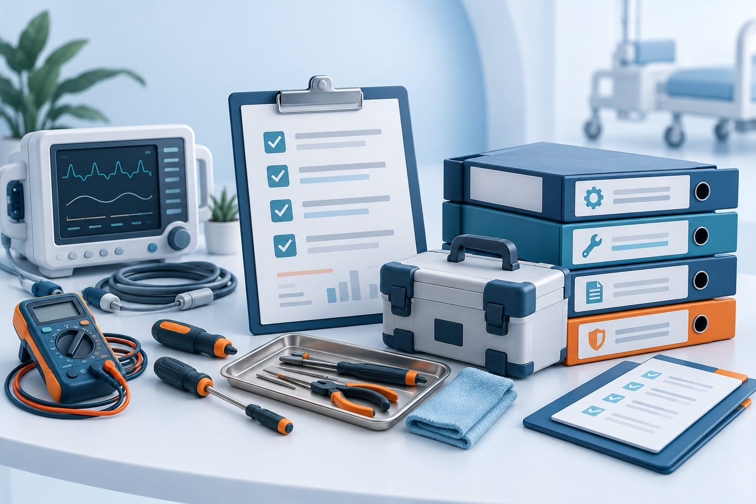 Concept illustration of equipment repair and service documentation