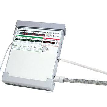 LTV 1000 ventilator with attached breathing circuit