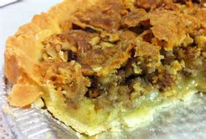 Close-up of Georgia Pecan Pie on a crystal dish