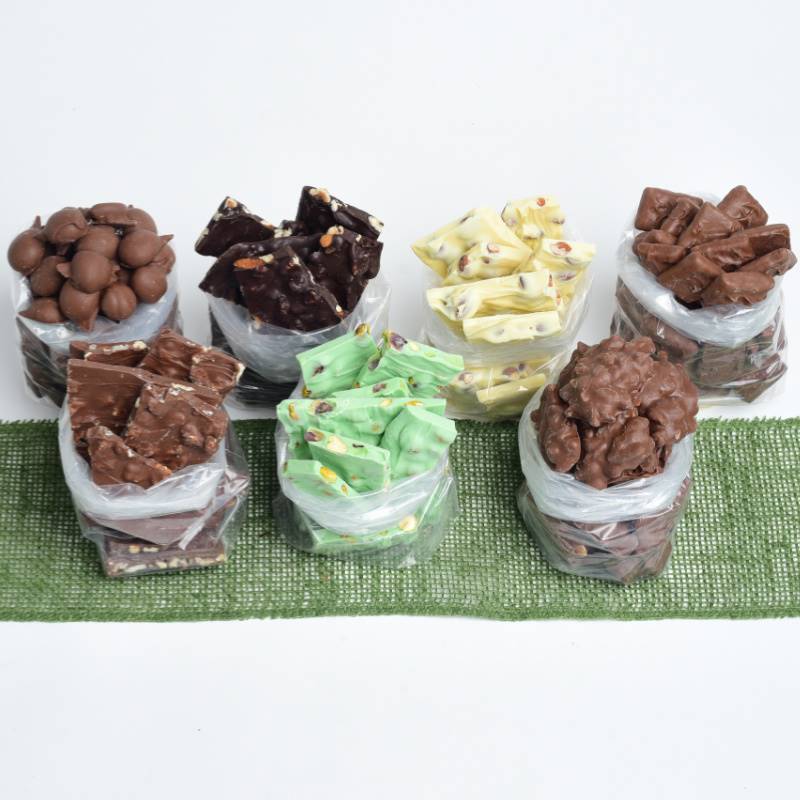 various chocolates in separate bags
