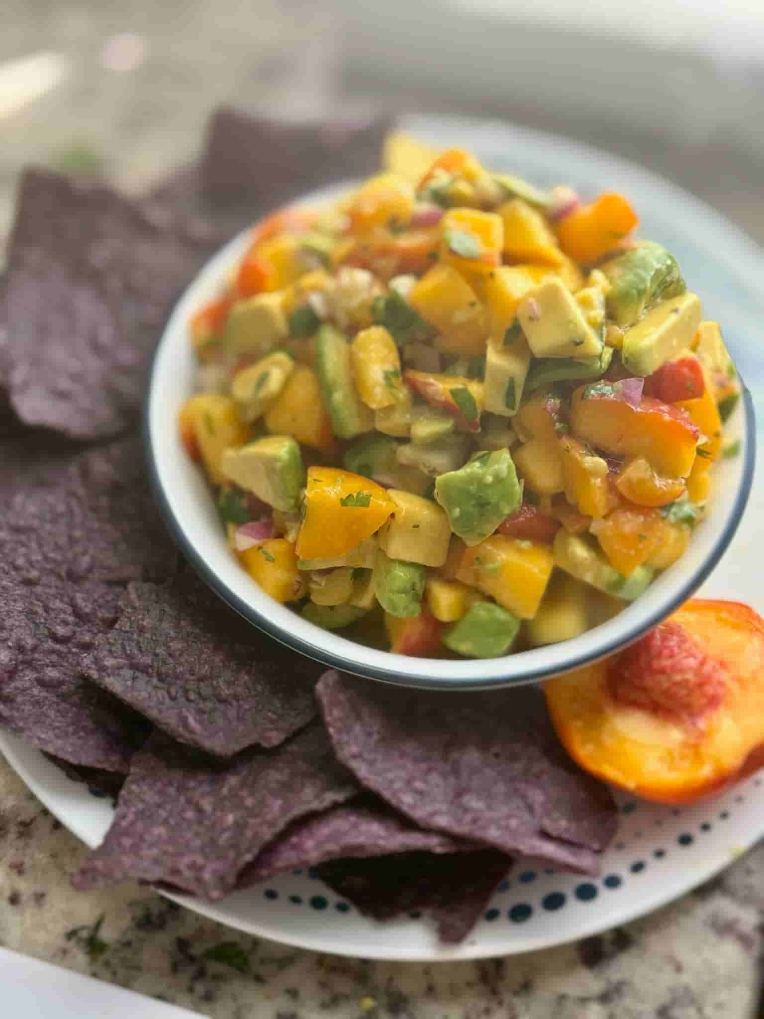 Peach Salsa with chips
