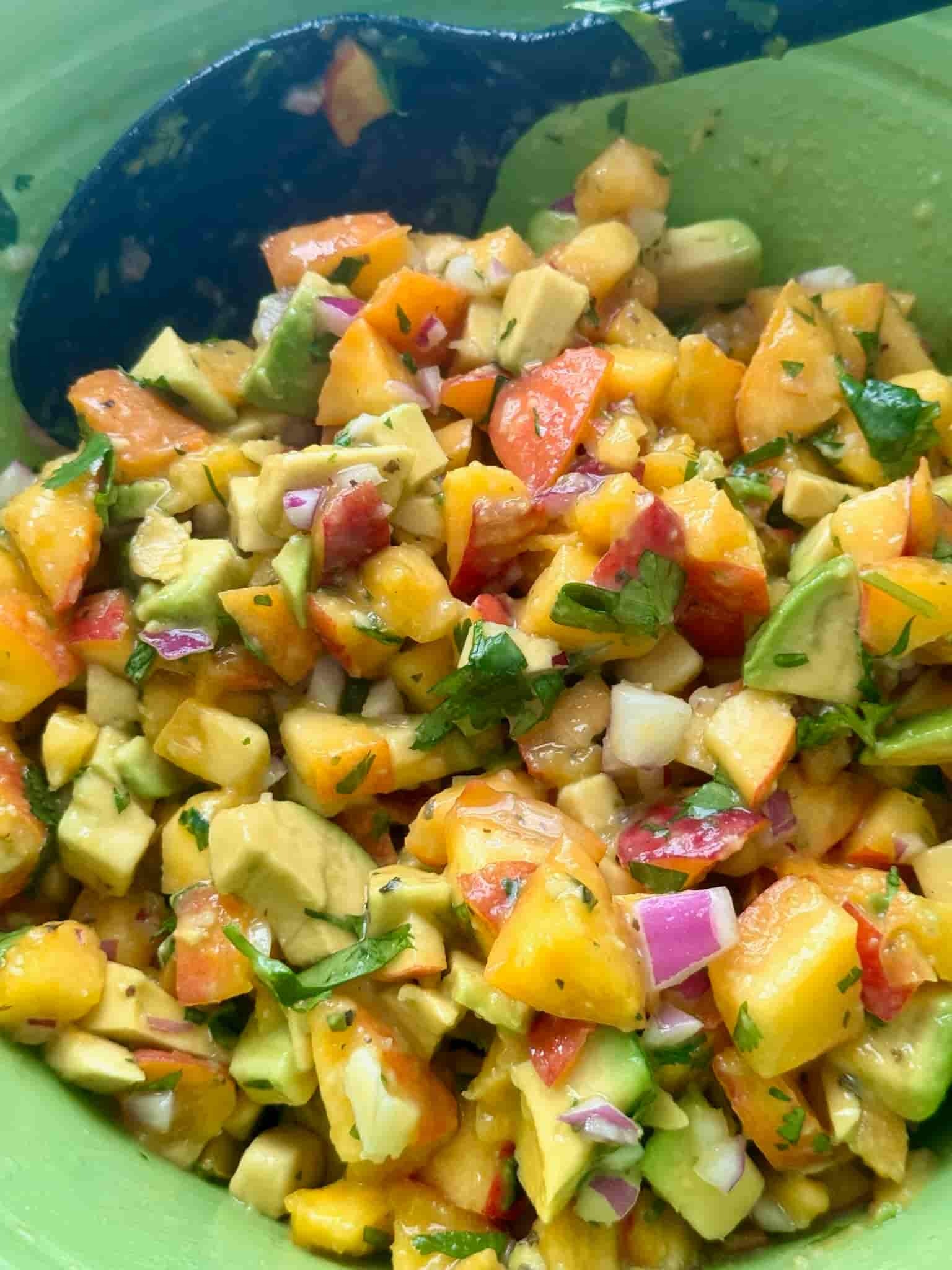 Peach Salsa in a bowl