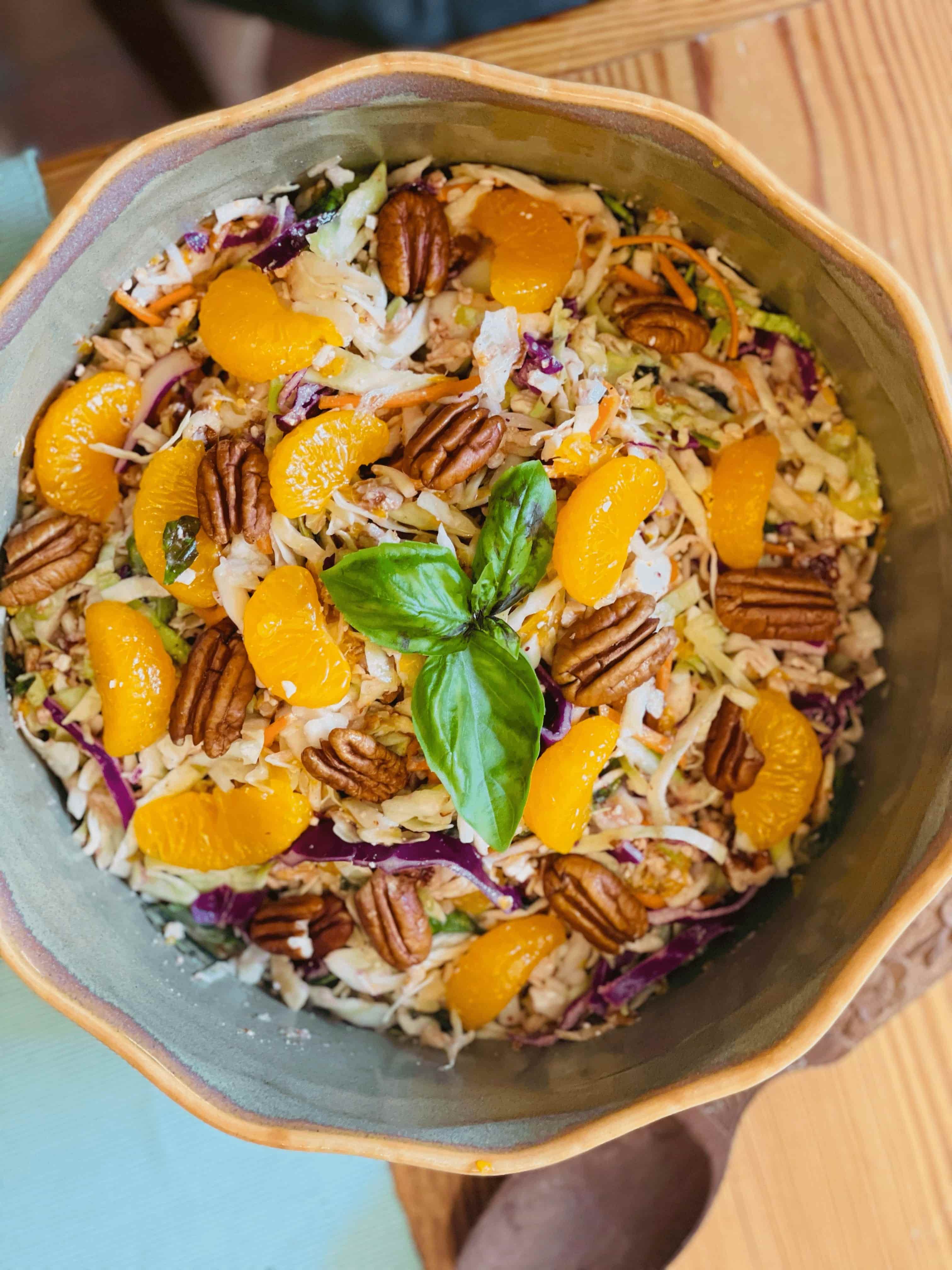 Mandarin Orange Pecan Slaw in a bowl