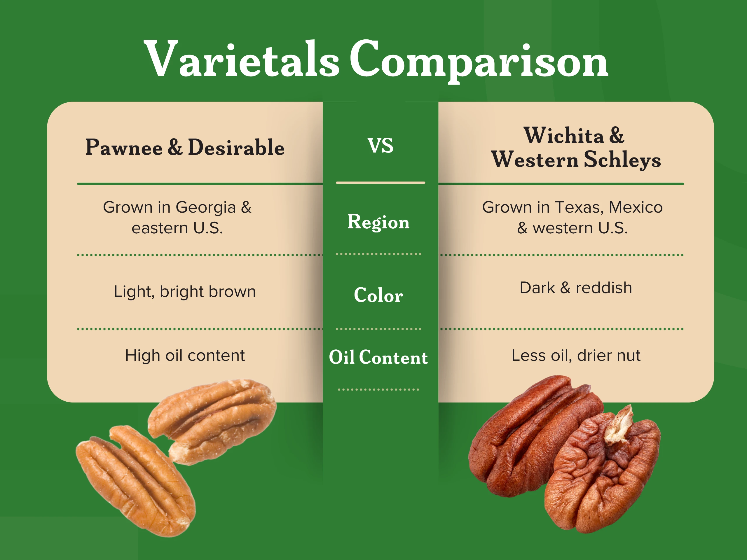 Varietals Comparison of Pawnees and Wichitas sunnyland-farms-varietals-comparison-pawnees-vs-wichita-pecans